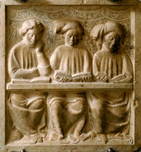 Étudiants suivant un cours (bas-relief en marbre, début du 14ème siècle) - Italian School