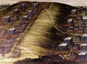 La Bataille de la Montagne Blanche (Guerre de Trente Ans) le 8 novembre 1620 entre les Tchèques et les armées impériales des Habsbourg. Peinture à l