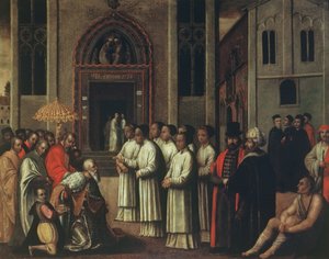 Le Doge Ziani rencontre le pape Alexandre III (1105-81) à la Carita en 1172 - Italian School