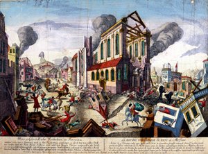 Le tremblement de terre de Messine en 1783 (gravure en couleur) - Italian School