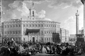 La loterie sur la Piazza Montecitorio, par Paolo Panini, 18ème siècle - Italian School