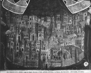 La Madone della Misericordia, détail de la ville de Florence - Italian School