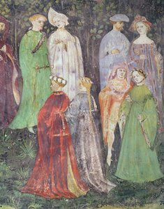 Le mois de juin, détail de nobles et dames marchant, c.1400 - Italian School