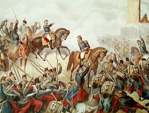 Les Piémontais et les Français à la bataille de San Martino en 1859 - Italian School