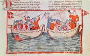 La bataille de Meloria, miniature des Nouvelles Chroniques