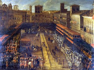 La joute de sarrasin sur la Piazza Navona (Rome) le 25/02/1634 - Italian School