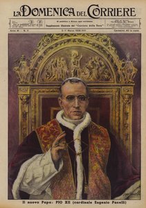 Le nouveau pape Pie XII (Cardinal Eugenio Pacelli) (lithographie couleur)