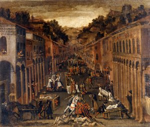 La peste de 1630 à Bologne. Peinture. Propriété d