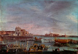 La régate sur le Grand Canal à Venise - Italian School