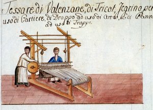 Le tissage de la laine. 1807. Archivio di stato de Milan