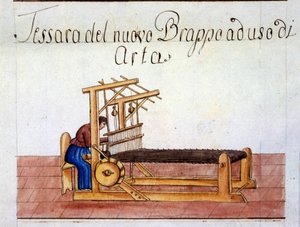 Le tissage de la laine. 1807. Archivio di stato de Milan
