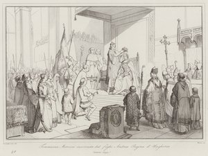 Tommasina Morosini couronnée par son fils Andrea Reine de Hongrie - Italian School