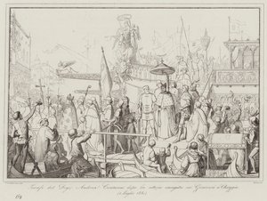 Triomphe du Doge Andrea Contarini après la victoire sur les Génois à Chioggia - Italian School