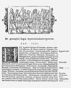 Variété de langues, illustration de Historia de Gentibus Septentrionalibus par Olaus Magnus (1490-1558), publié à Rome, 1555 - Italian School