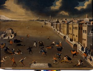 Venise. La lagune gelée dans le quartier de Fondamenta Nuove au 18ème siècle. Venise, Pinacothèque Querini - Stampalia. - Italian School
