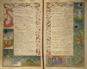 Vers et illustrations de bordure sur comment invoquer le diable - Italian School