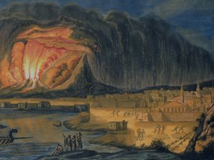 Éruption du Vésuve près de Naples, vers 1815 - Italian School