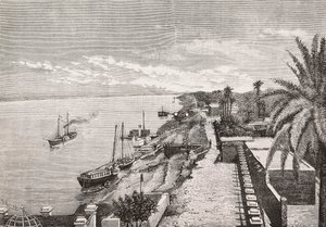 Vue de Khartoum le long du Nil Bleu, Soudan, gravure de Cairoli d