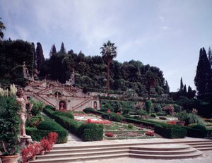 Vue des jardins - Italian School