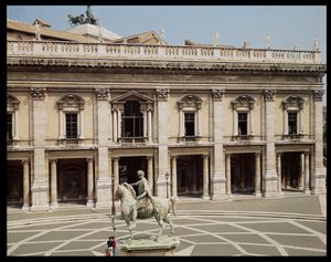 Vue du Palazzo Nuovo et de la statue équestre de Marc Aurèle - Italian School