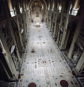 Vue de la nef centrale de la basilique Saint-Jean-de-Latran - Italian School