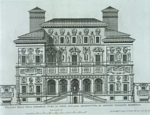 Vue de la façade de la Villa Borghese, Rome - Italian School