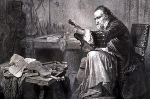 Luthier dans son atelier (gravure)