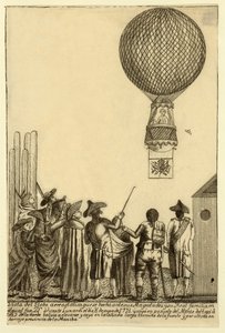 Vista del globo aerostático que se hechò ante sus magesta pub. 1793 - Italian School