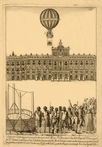 Vista del globo areostatico qe. se hecho ante, pub. 1793 - Italian School