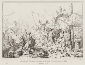 Victoire aux Curzolari remportée par les armes chrétiennes contre les Turcs - Italian School