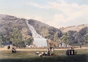 Cascade dans le parc du Palais Royal de Caserte, Italie - Italian School