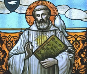 Vitrail représentant Saint Colomban (détail)