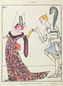 Mistinguett (1875-1956) et son Chevalier, caricature de 