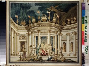 Le Triomphe des Muses. Projet du rideau pour le prologue musical de Alexander Alyabyev et Alexis Verstsovsky. Decor antiquisant avec Apollon - Ivan Alekseevich Ivanov
