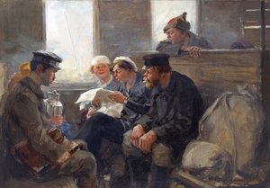 Groupe de bolcheviks dans un train