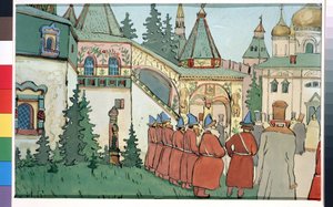Dessin préparatoire pour la pièce de théâtre Finist le faucon inspirée du conte russe La plume de Finist le fier faucon