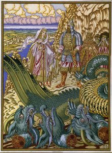Dobrynia Nikitich sauve Zabava Putyatishna du dragon Gorynych - Ivan Yakovlevich Bilibin