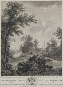 Vue de la place du Connétable depuis le pont de pierre à Gatchina, 1800 - Ivan Dmitryevich Telegin