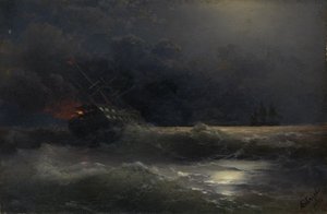 Navire en feu Un épisode de la guerre russo-turque, 1896 - Ivan Konstantinovich Aivazovsky
