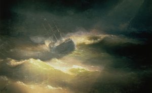 Le navire Maria dans la tempête