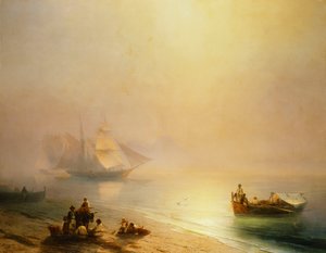 Pêcheurs sur le rivage, la baie de Naples, 1873 - Ivan Konstantinovich Aivazovsky