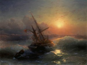 I.K.Aiwasowski, Le Naufrage / Peinture, 1888