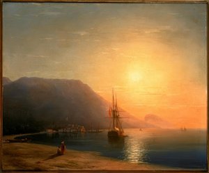 Coucher de soleil devant Ajudag sur la côte de Crimée - Ivan Konstantinovich Aivazovsky