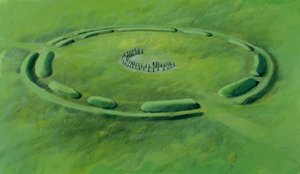 Stonehenge : troisième phase commençant par la mise en place des pierres bleues en double croissant - Ivan Lapper