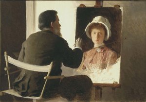 Kramskoy peignant un portrait de sa fille