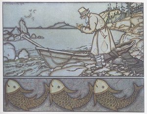 Illustration du Conte du pêcheur et du poisson