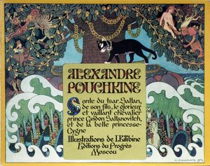 Page de titre du conte de fées du Tsar Saltan par A. Pouchkine, 1904 - Ivan Yakovlevich Bilibin