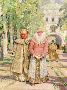 Mère et fille revenant de l
