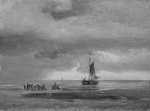 Plage plate au coucher du soleil - Johan Christian Dahl