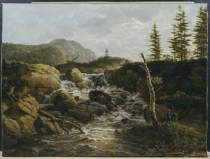 Paysage montagneux avec une cascade, Norvège - Johan Christian Dahl